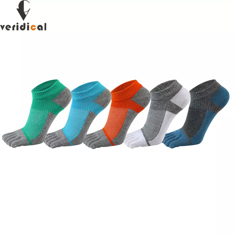 VERIDICAL Pure Cotton Five Finger Socks Mens Sports Breathable Comfortable Shaping Anti Friction Men’s Socks With Toes EU 38-44