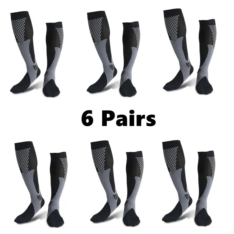 3/6/7/8 Pairs Compression Socks Men Women Summer High High Cycling Socks Edema Diabetes Varicose Veins Running Sports Stocking