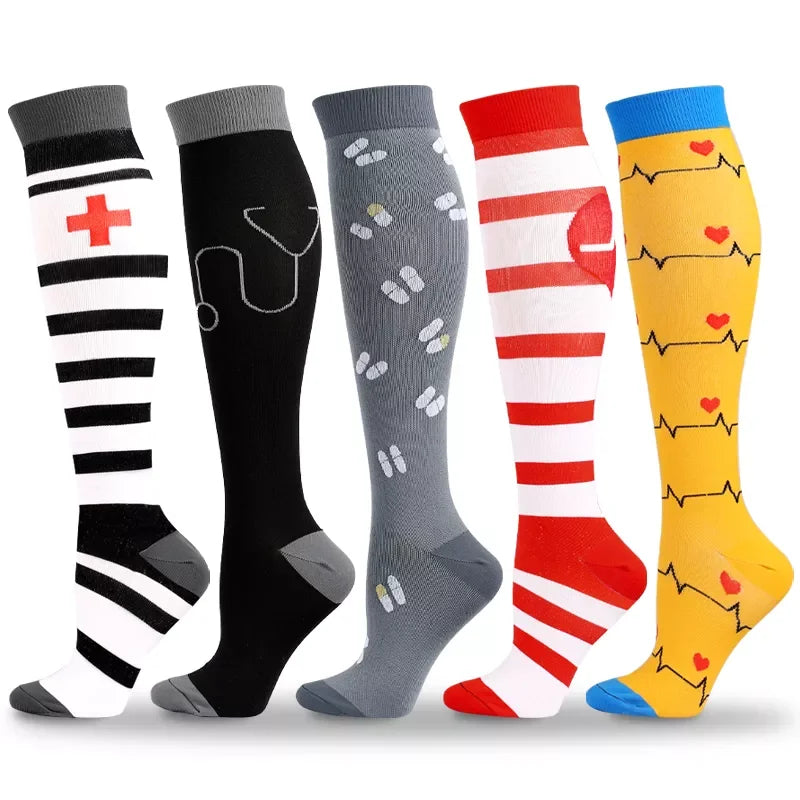 Compression Stockings Sports Men’s Funny Socks Women Diabetes Outdoor Cycling Socks for Diabetics Running Nature Hiking Marathon