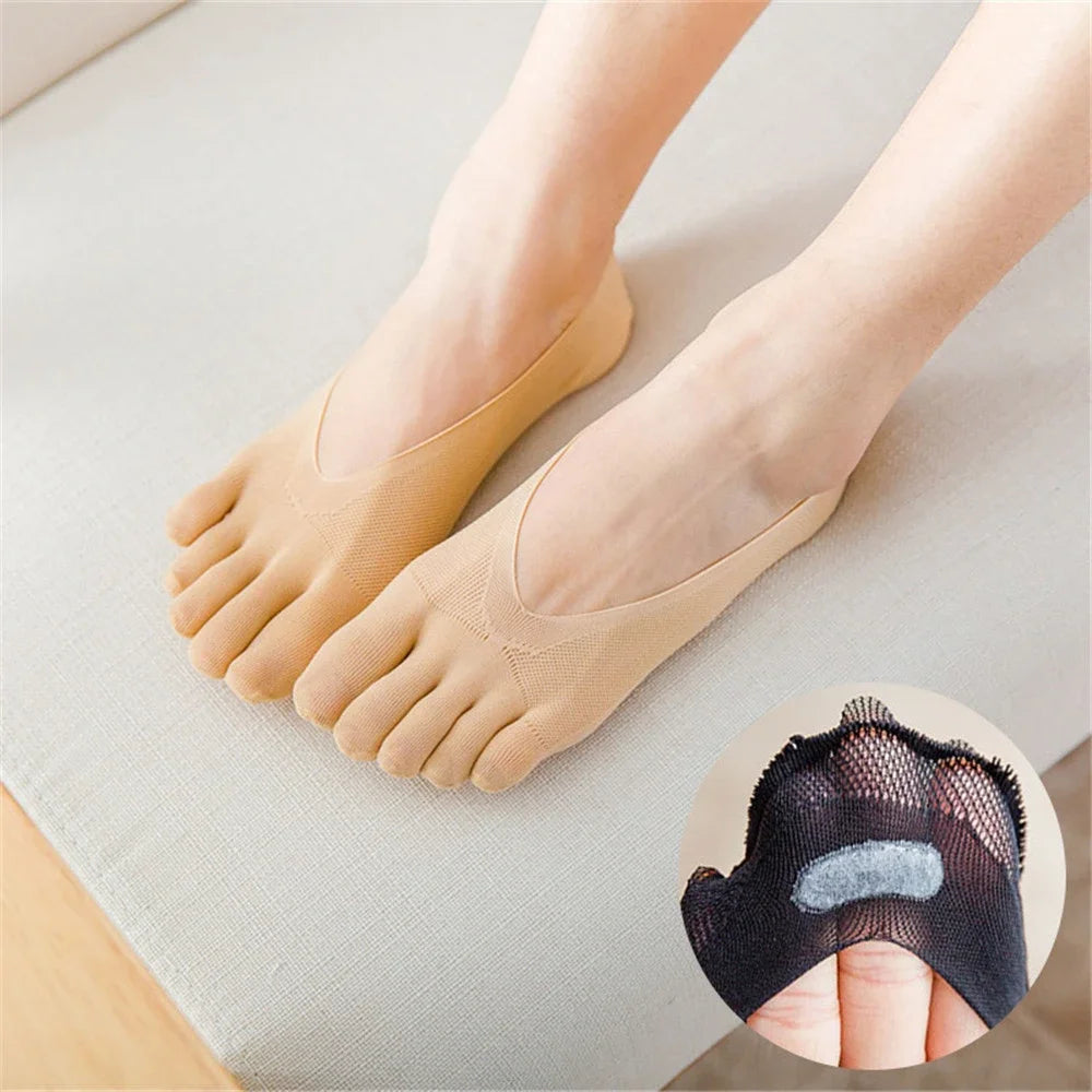 1/3/5 Pairs/Lot Women Summer Five-Finger Socks Ultrathin Funny Toe Invisible Boat Sokken Silicone Breathable Short Low Ankle Sox - Image 4
