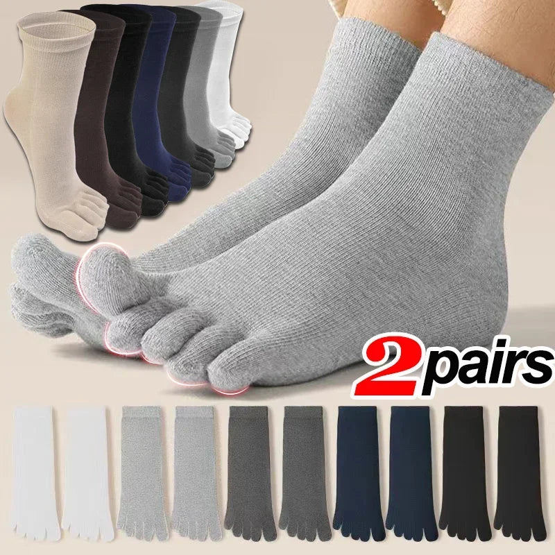 1/2Pairs Unisex Toe Socks Men and Women Five Finger Socks Breathable Cotton Stockings Sports Running Solid Black White Grey Sox - Image 2