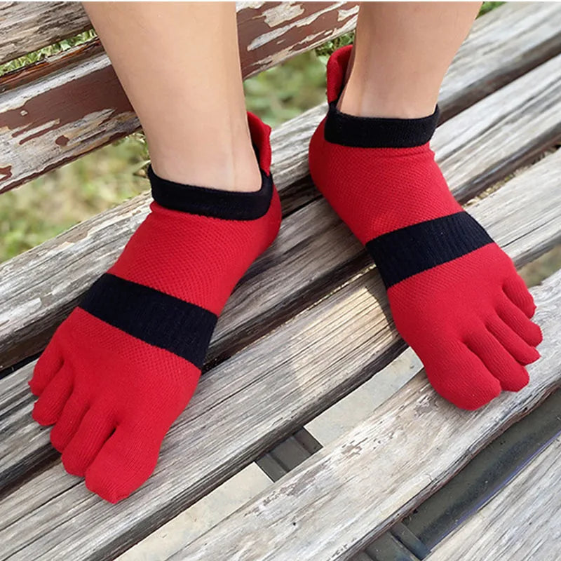 5 Pairs Large Mens Toe Socks Combed Cotton Ankle 5 Finger Socks Short Mesh Breathable Run Sport Socks with Toes Male EUR45 46 47 - Image 6