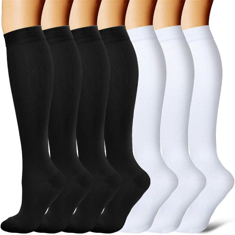 3/67 Pair Compression Socks Women Men Knee High Pregnant Edema Diabetes Varicose Veins Running Cycling Sport Socks Nurse Socks