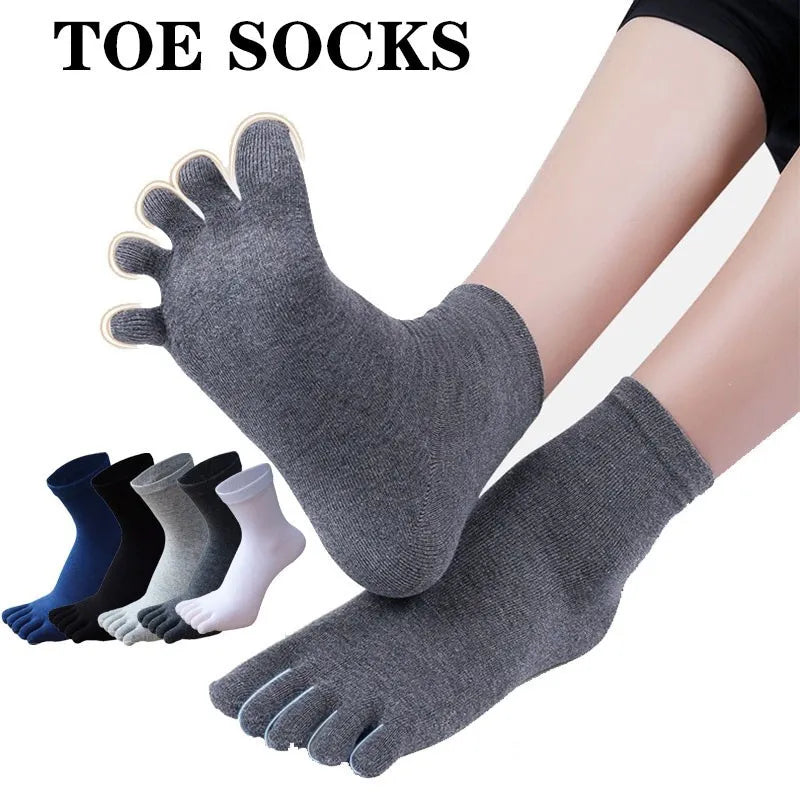 Socks with Fingers Men Fashion Sweat-absorbing Men’s Breathable Sweat Toe Socks Comfortable Cotton Elastic Sports Business Sock