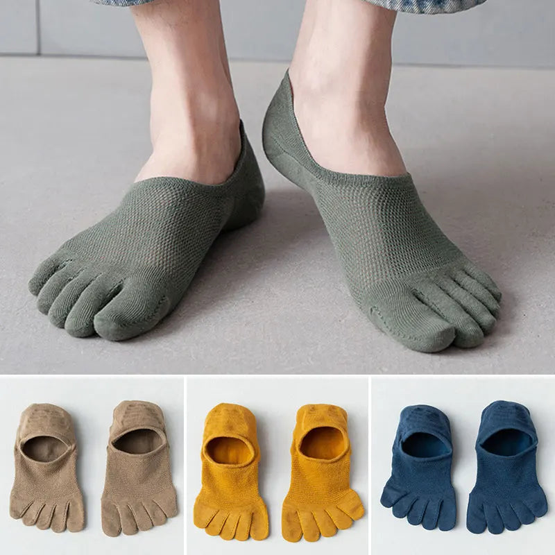 Ankle Short Socks Men Women Five Finger Socks Breathable Slipper Toe Socks Mesh Hollow No Show Socks Sweat-absorbing Boat Sock - Image 3
