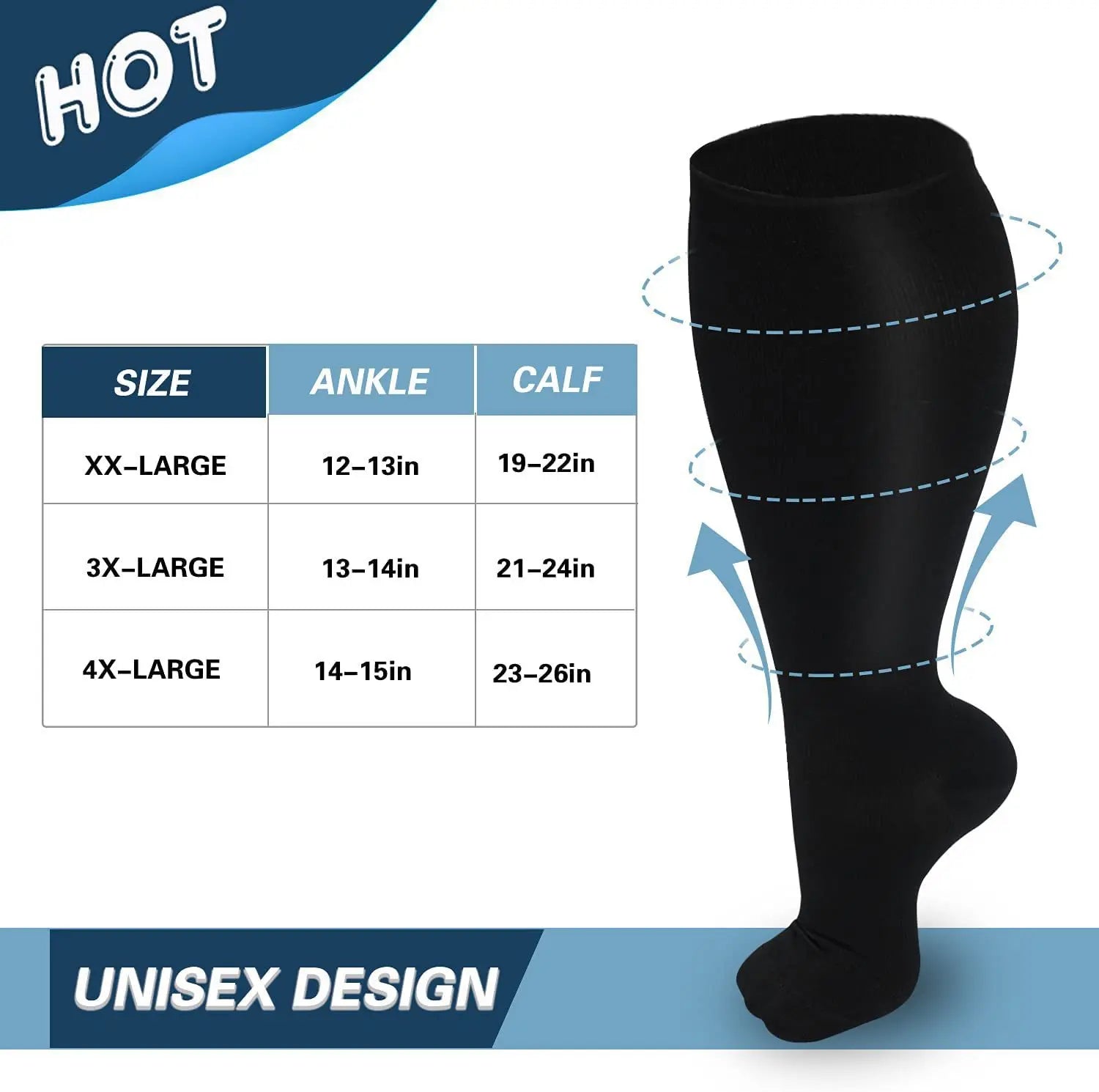 4XL Enlarged Compression Socks Solid Color Men's Diabetes Varicose Vein Sports Socks Women's Bicycle Running New Wholesale - Image 5