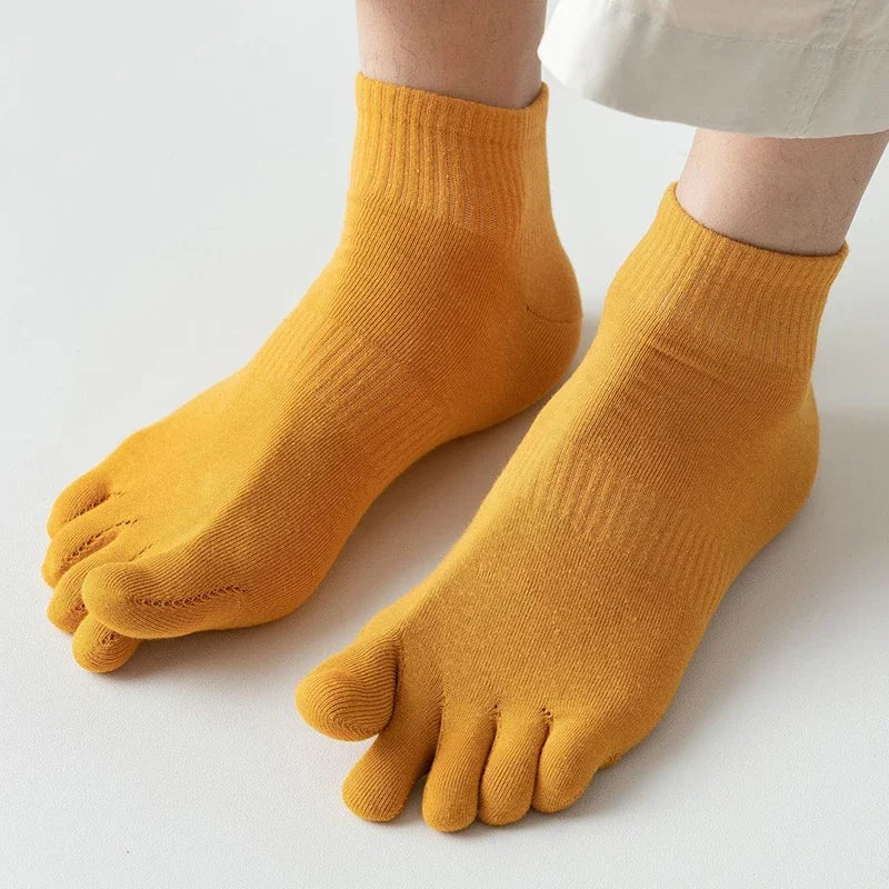 Men’s Five Finger Ankle Sport Socks Cotton Breathable Mesh No Show Socks with Toes Fashion Sweat-absorbing High Quality Sokken