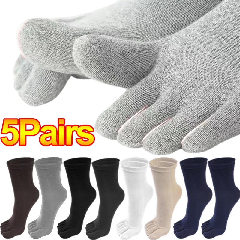 1/5Pairs Unisex Toe Socks Breathable Cotton Five Fingers Socks Sports Running Sweat Absorbent Antibacterial Ankle Crew Socks