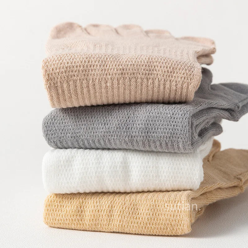 5 Pairs Four Seasons 5 Finger Ankle Socks Women Girl Cotton Solid Mesh Breathable Deodorant Soft Elastic Toe Boat Harajuku Socks - Image 3