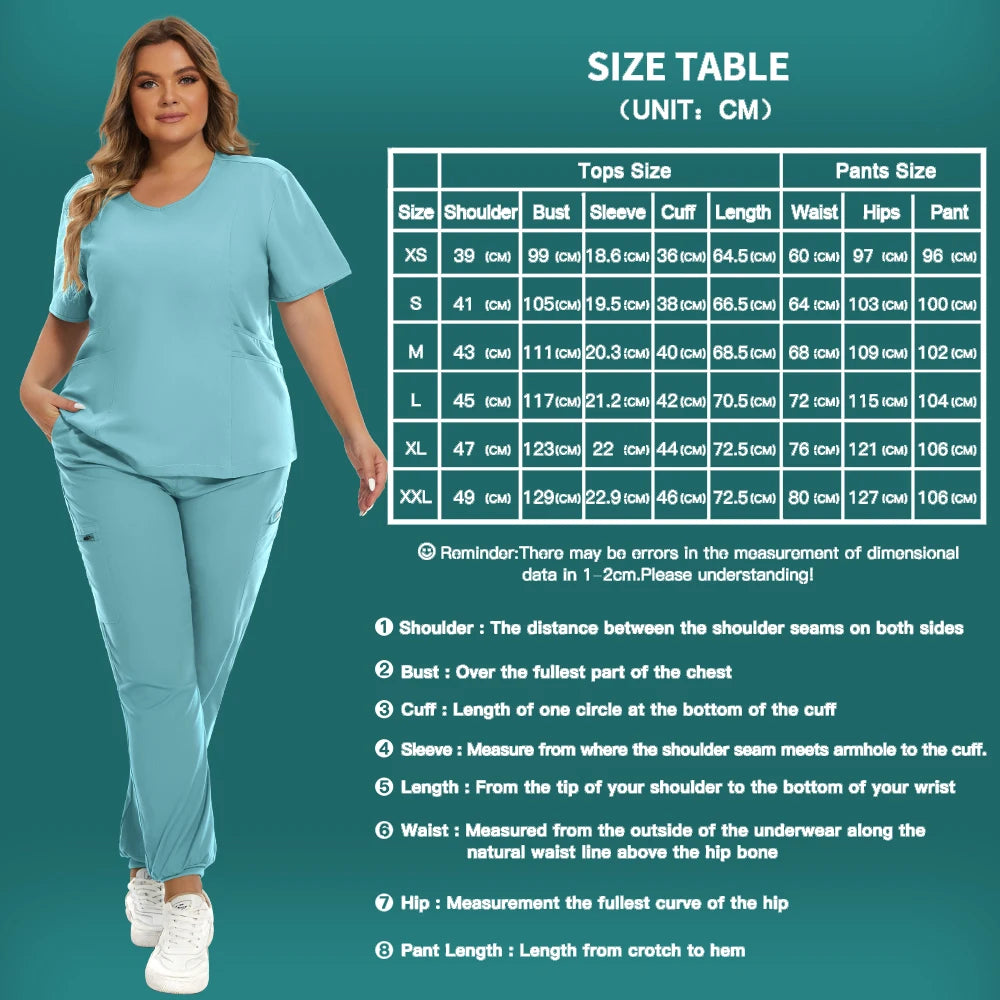 Medical Scrubs Set Women Stretch Work Uniforms Easy Fit Scrubs Tops Pants Jogger Set Hospital Nurse Uniform Dentist Overalls XXL - Image 6
