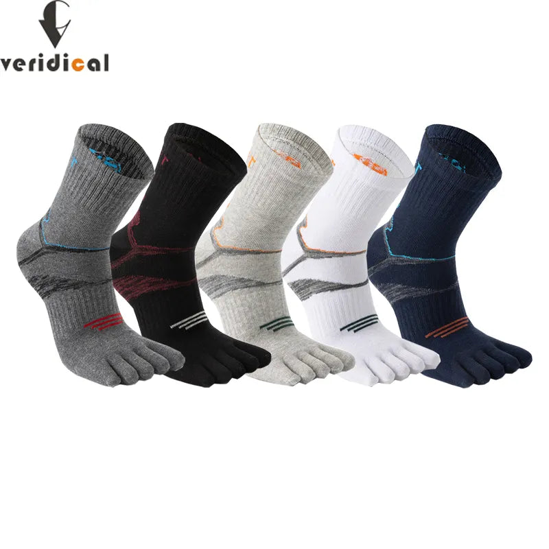 5 Pairs Man Short Toe Socks Sport Compression Cotton Sweat-Absorbing Badminton Tennis Bike Run Basketball 5 Finger Travel Socks