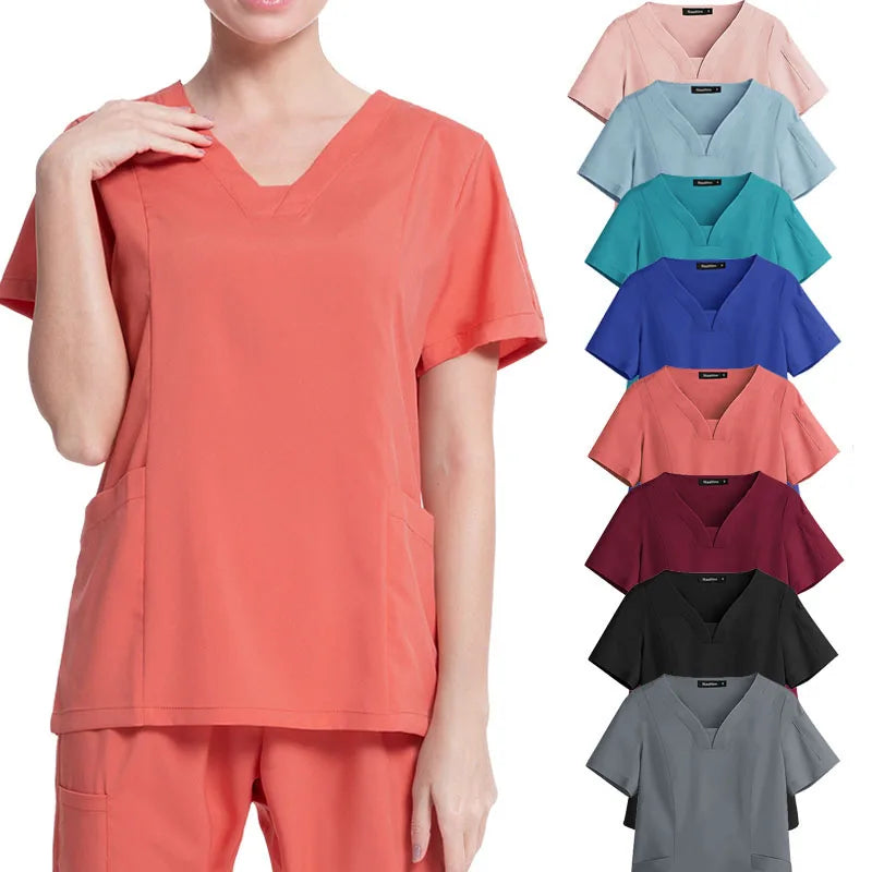 1pc Shirt Hospital Uniform Women Medical Scrubs Supplier Medic Pattern Brand Doctor Designer Medical Dental Clinic Beauty Spa