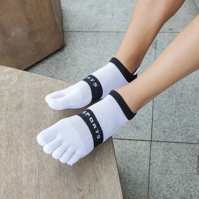 5 Pairs Thin Toe Invisible Socks Cotton Summer Mesh Breathable Deodorant Striped Young Casual Fashion Sport 5 Finger Ankle Socks - Image 3