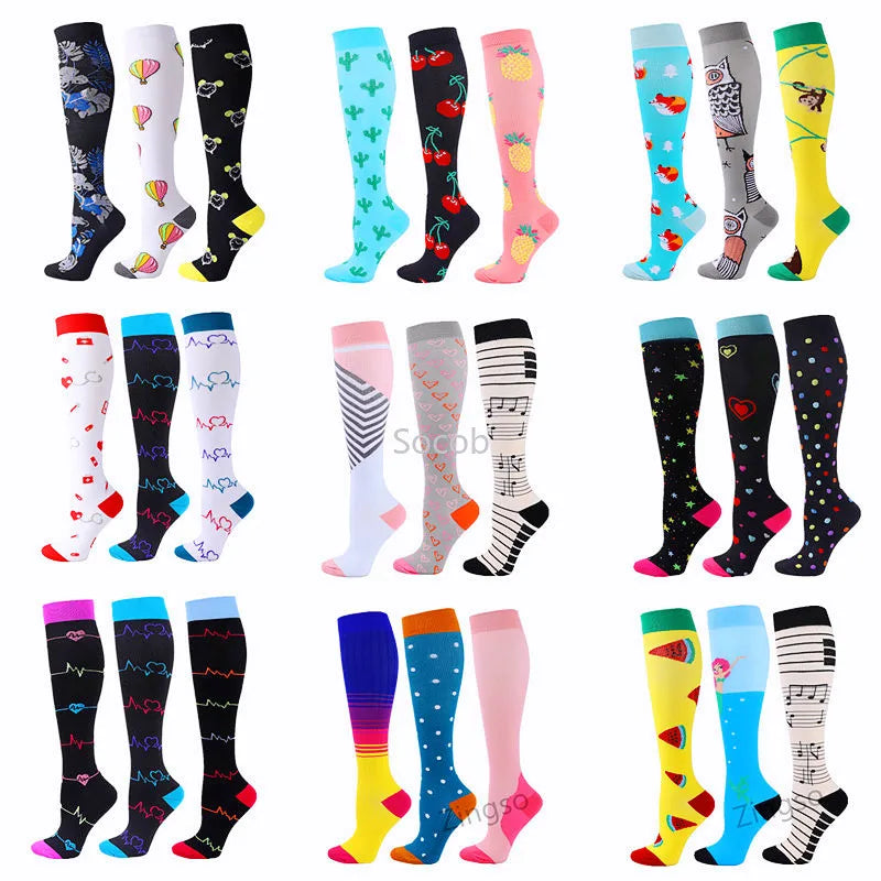 3 Pairs/Pack Compression Socks Women Men Knee High 30MmHg Sports Socks Edema Diabetes Varicose Veins Running Socks Wholesale