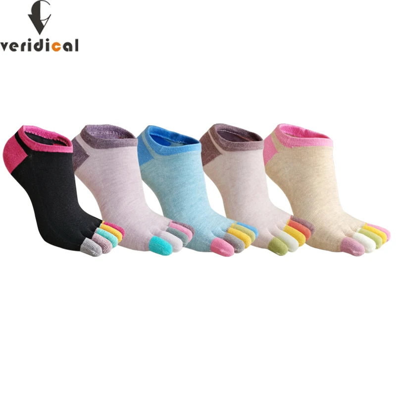 5 Pairs Toes socks No Show Pure Cotton Colorful Shallow Mouth Casual Soft Breathable,Deodorant,Invisible 5 Finger Harajuku Socks