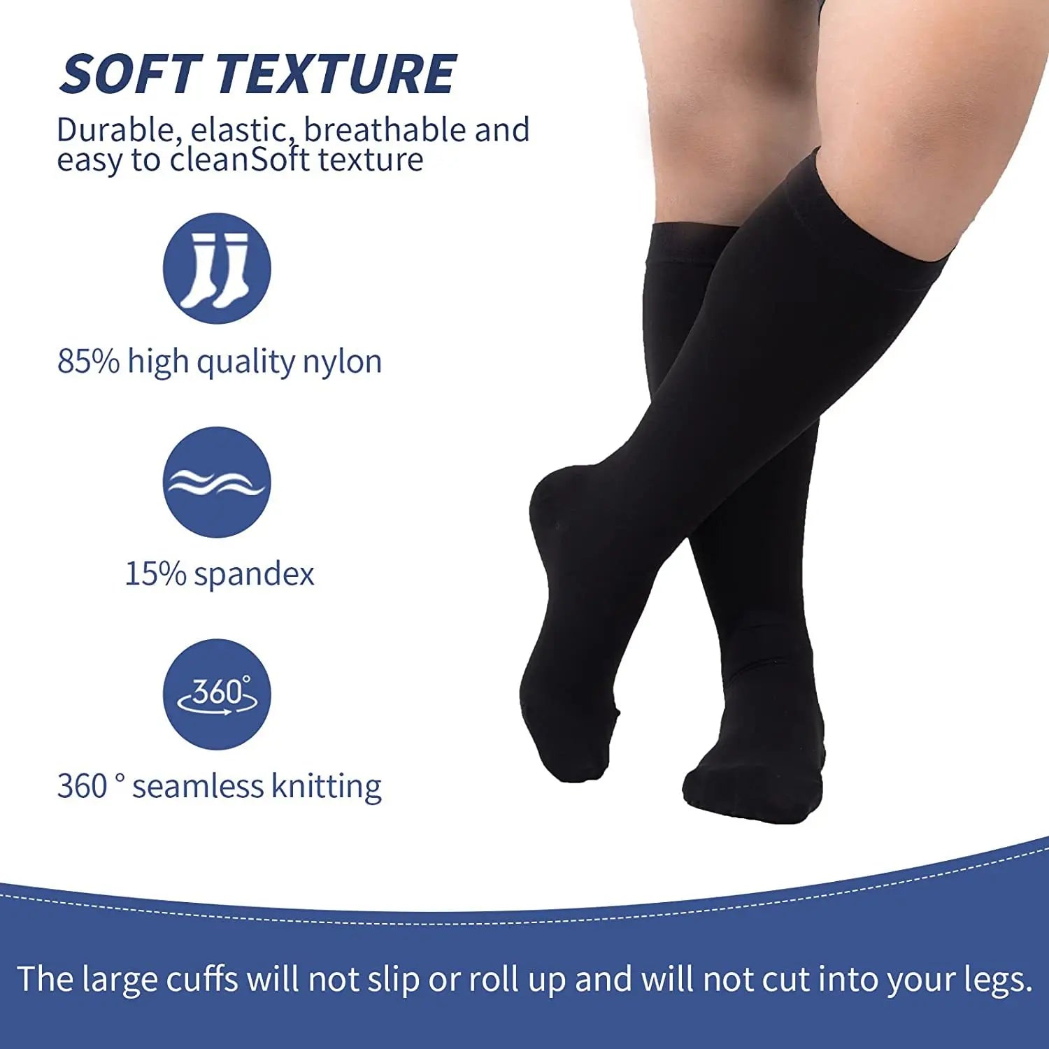 4XL Enlarged Compression Socks Solid Color Men's Diabetes Varicose Vein Sports Socks Women's Bicycle Running New Wholesale - Image 4