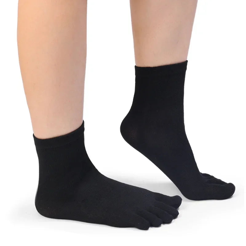 1/2Pairs Unisex Toe Socks Men and Women Five Finger Socks Breathable Cotton Stockings Sports Running Solid Black White Grey Sox - Image 4