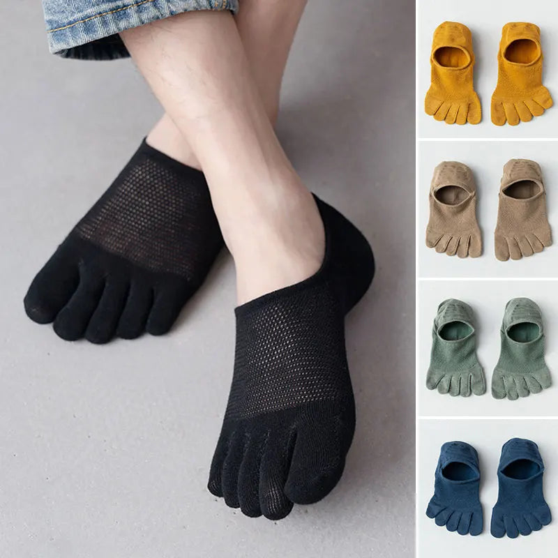 Ankle Short Socks Men Women Five Finger Socks Breathable Slipper Toe Socks Mesh Hollow No Show Socks Sweat-absorbing Boat Sock - Image 2