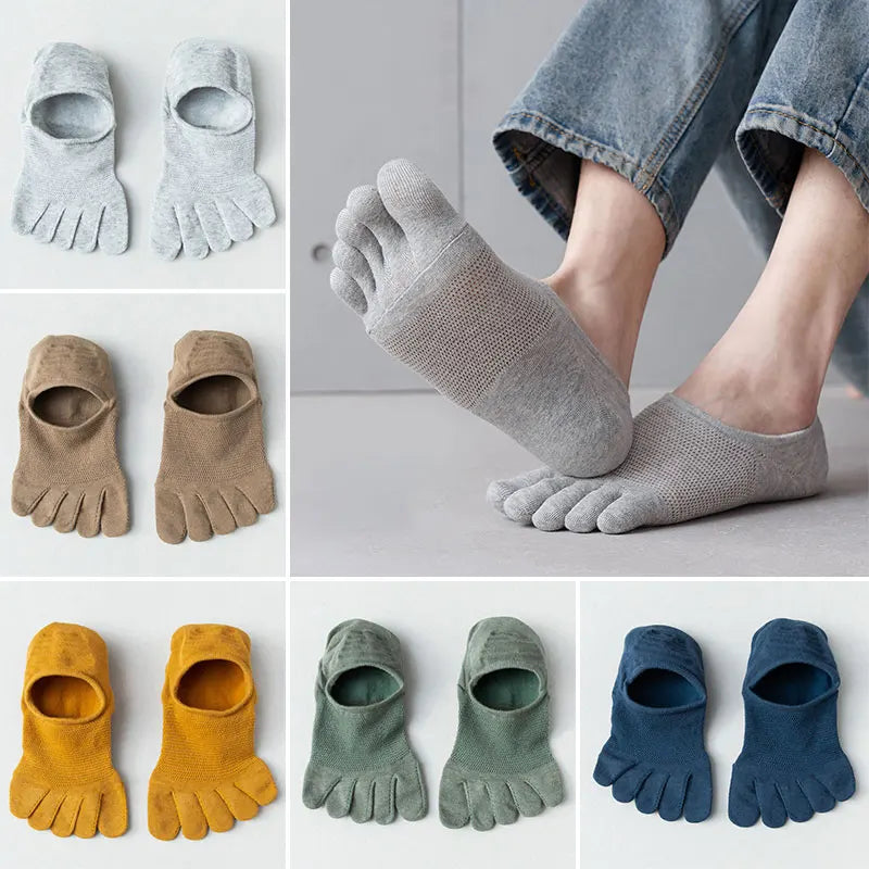 Ankle Short Socks Men Women Five Finger Socks Breathable Slipper Toe Socks Mesh Hollow No Show Socks Sweat-absorbing Boat Sock - Image 4